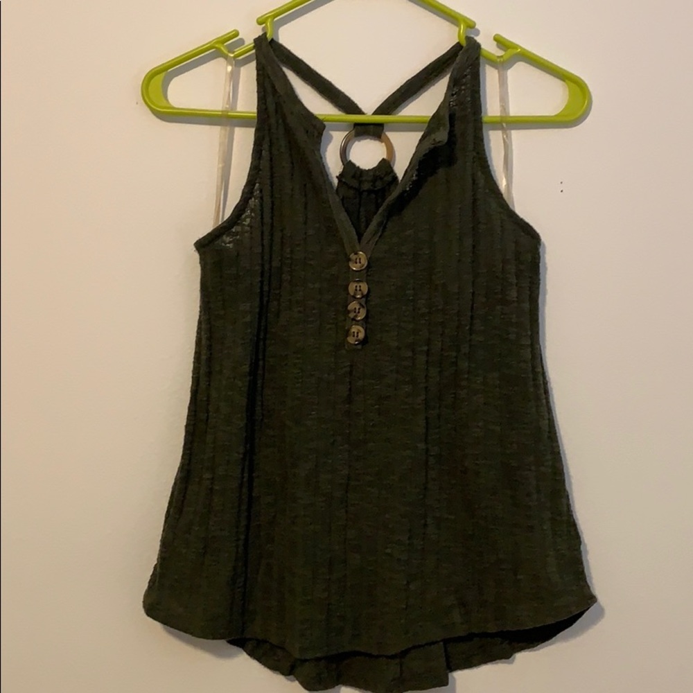 Green wide rib knit ring back Maurices tank